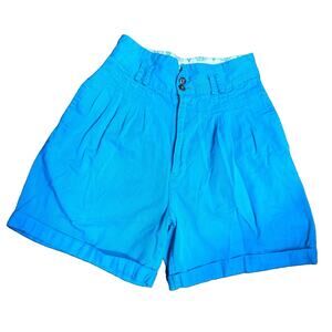 Vintage Hunters Run Chino Shorts Women's 6 Turquoise cotton Pleated High-Rise